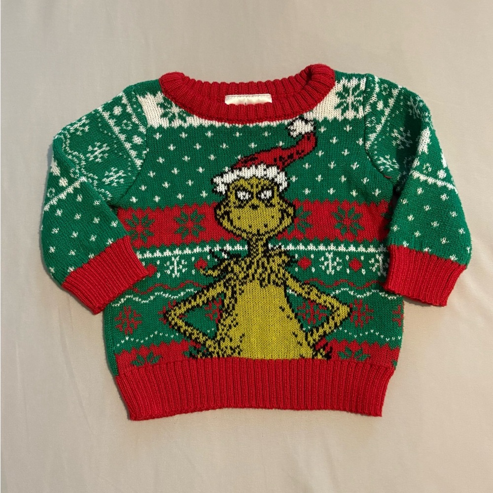 Dr. Seuss The Grinch Holiday Knit Sweater Infant Baby Size 0-3M